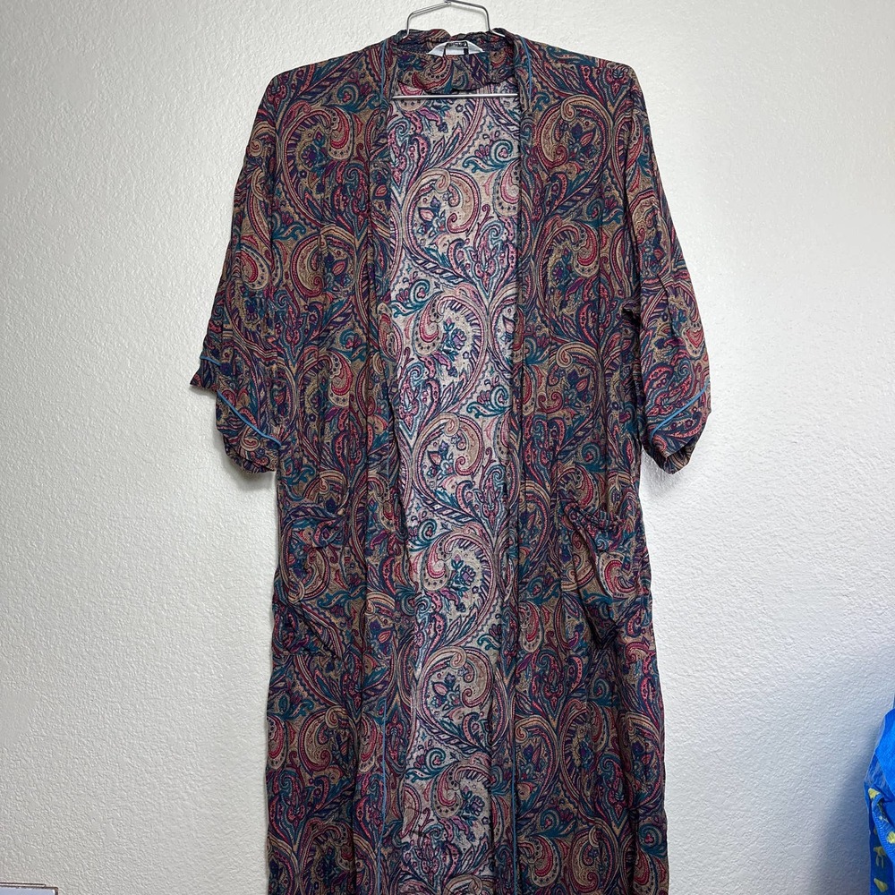Vintage Christian Dior Monsieur Robe Rayon One Size Purple Brown Paisley